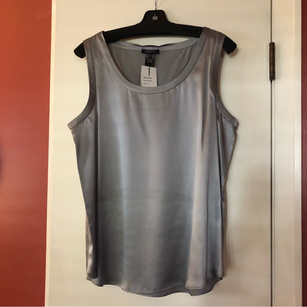 Lafayette 148 New York Silver Satin Tank Top